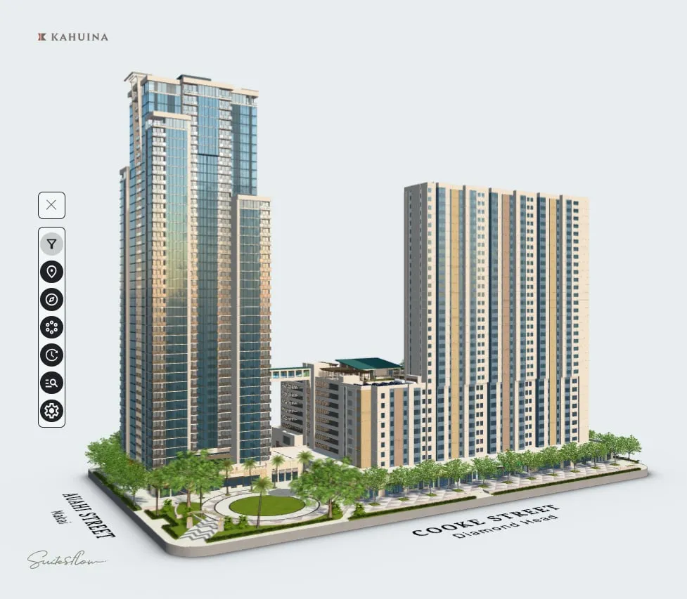 3D model of the future building with floors highlighted