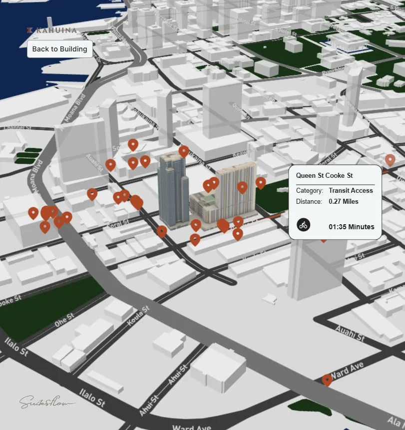 Render of the development in its real neighbourhood