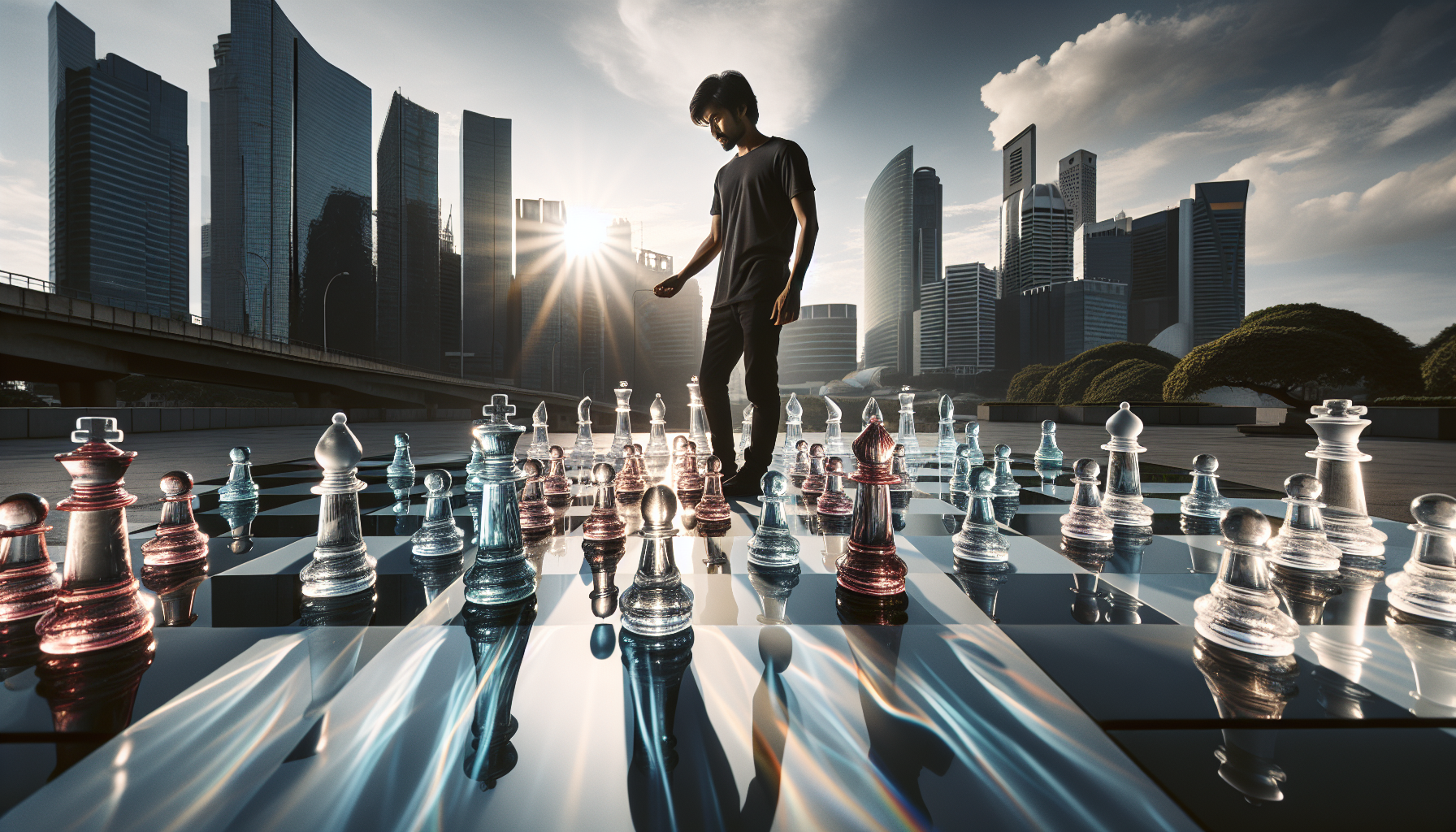 Developer making strategic decisions on a metaphorical chessboard
