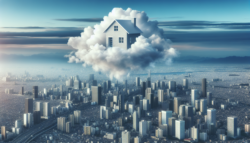 Surreal house in clouds representing space in real estate